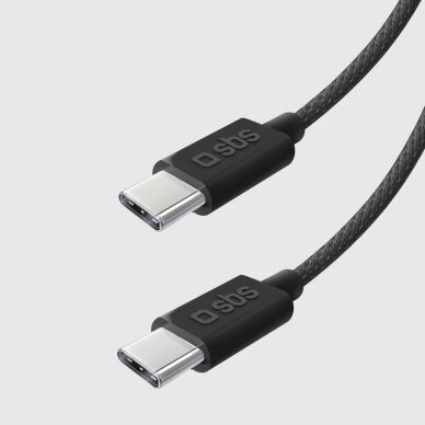 Krovimo kabelis SBS TECABLETISSUETCK USB-C - USB-C 1.5m 60W pintas – juodas 9
