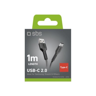 Krovimo kabelis SBS TECABLETYC1KPOS USB-A - USB-C 1m – juodas 2