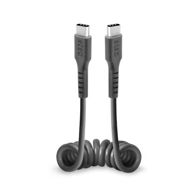 Krovimo kabelis SBS TECABLETYPCCSK USB-C spiralinis - USB-C 0.5m – juodas