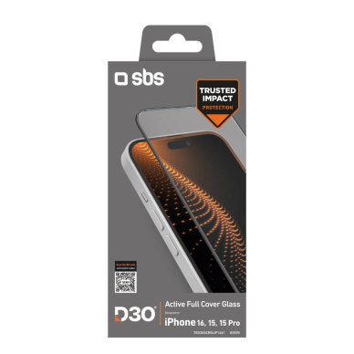 iPhone 16 / iPhone 15 SBS grūdintas stiklas D3O su rėmeliu 1