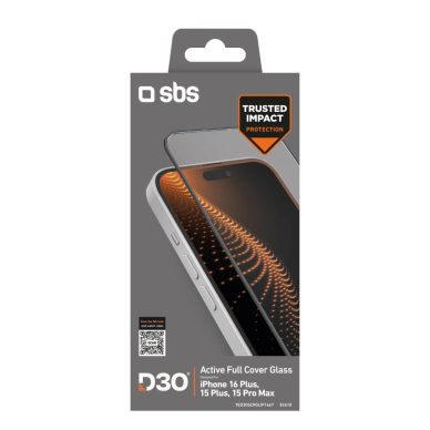 iPhone 16 Plus / iPhone 15 Plus SBS grūdintas stiklas D3O su rėmeliu 1