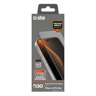 iPhone 16 Pro Max SBS grūdintas stiklas su D3O technologija ir aplikatoriumi 1
