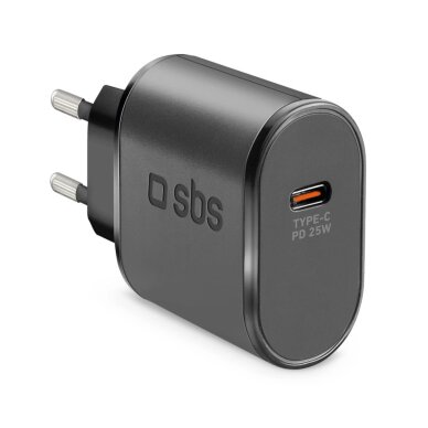 Sieninis įkroviklis SBS TETR1CPD25 25W USB-C su Power Delivery – juodas