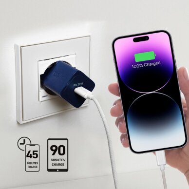 Sieninis įkroviklis SBS TETRGAN1C20B 20W GaN su Power Delivery – mėlynas 5 Sieninis įkroviklis SBS TETRGAN1C20B 20W GaN su Power Delivery – mėlynas 5