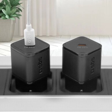 Sieninis įkroviklis SBS TETRGAN1C20K 20W GaN USB-C su Power Delivery – juodas 2 Sieninis įkroviklis SBS TETRGAN1C20K 20W GaN USB-C su Power Delivery – juodas 2