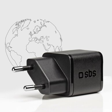 Sieninis įkroviklis SBS TETRGAN1C20K 20W GaN USB-C su Power Delivery – juodas 3 Sieninis įkroviklis SBS TETRGAN1C20K 20W GaN USB-C su Power Delivery – juodas 3