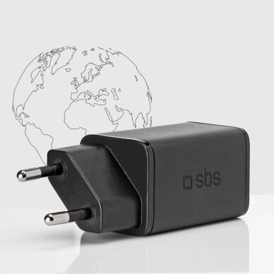 Sieninis įkroviklis SBS TETRGAN1C45W 45W GaN USB-C su Power Delivery – juodas 4
