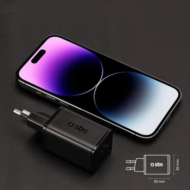 Sieninis įkroviklis SBS TETRGAN1C45W 45W GaN USB-C su Power Delivery – juodas 9