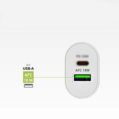 Sieninis įkroviklis SBS TETRPD20W 20W USB-A / USB-C su Power Delivery – baltas 10