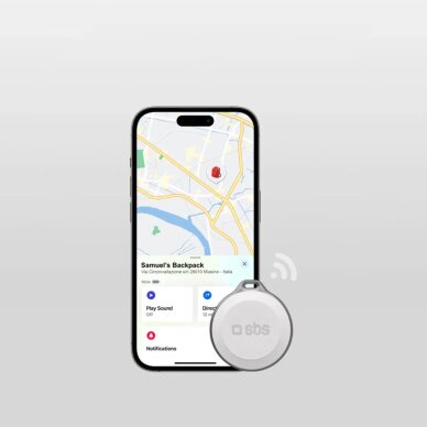 Lokatorius SBS Track My Circle atsparus vandeniui IP65, suderinamas su Apple Find My – baltas 2 Lokatorius SBS Track My Circle atsparus vandeniui IP65, suderinamas su Apple Find My – baltas 2