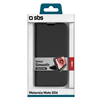 Motorola Moto G06 SBS Wallet Smooth dėklas su atvartu – juodas 1