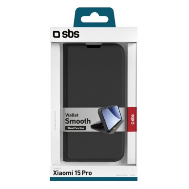 Xiaomi 15 Pro SBS Wallet Smooth dėklas su atvartu – juodas 1