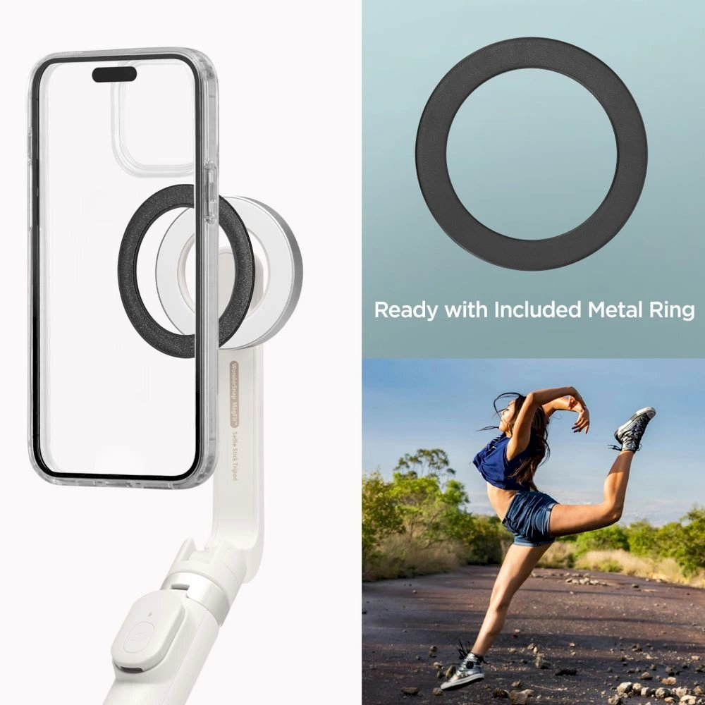 Spigen S571W asmenukių lazda su MagSafe, Bluetooth ir trikoju – smėlinis 6 Spigen S571W asmenukių lazda su MagSafe, Bluetooth ir trikoju – smėlinis 6