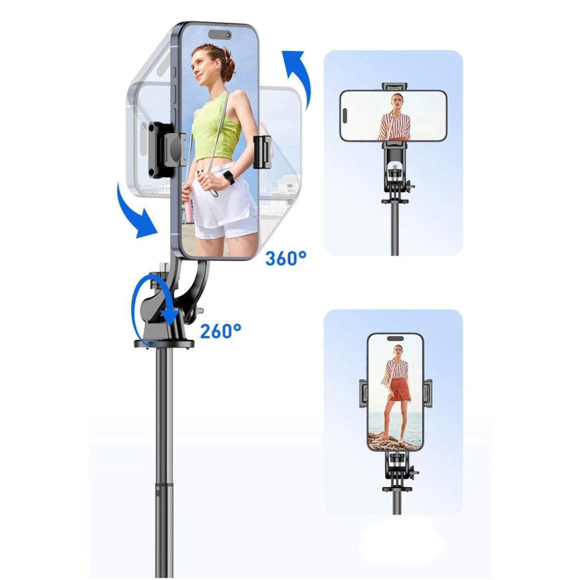 WC1Y2S asmenukių trikojis 1.3 m iš aliuminio lydinio su telefono laikikliu – juodas 15 WC1Y2S asmenukių trikojis 1.3 m iš aliuminio lydinio su telefono laikikliu – juodas 15