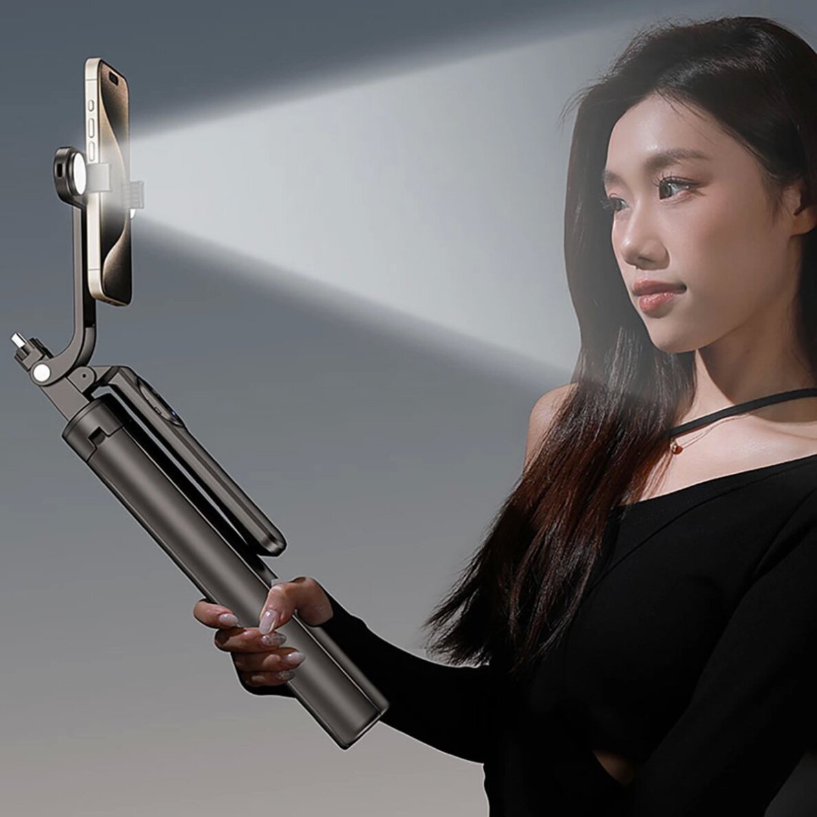 Selfie lazda WH181D-Y1S aliuminio teleskopinė 1.75m su dviguba lempa ir telefono laikikliu – juoda 10 Selfie lazda WH181D-Y1S aliuminio teleskopinė 1.75m su dviguba lempa ir telefono laikikliu – juoda 10