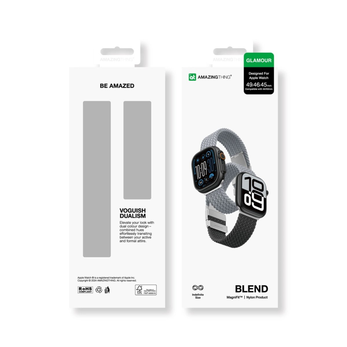 Apple Watch 45/46/49mm AmazingThing Blend Band dirželių rinkinys 2vnt - pilka-juoda/pilka 7