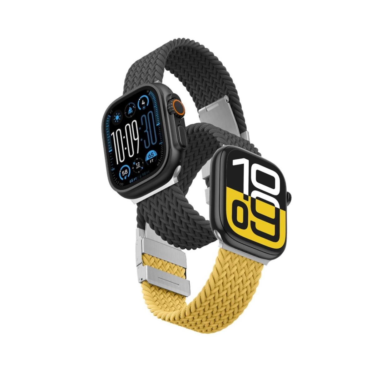 Apple Watch 45/46/49mm AmazingThing Blend Band dirželių rinkinys 2vnt - geltona-juoda/juoda
