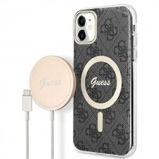 Dėklas su pakrovėju Set Guess 4G Print MagSafe GUBPN61H4EACSK iPhone 11 Juodas