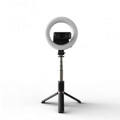 [Užsakomoji prekė] Selfie Stick cu lampa circulara - Techsuit (Q07) - Juodos spalvos 2