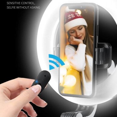[Užsakomoji prekė] Selfie Stick cu lampa circulara - Techsuit (Q07) - Juodos spalvos 8