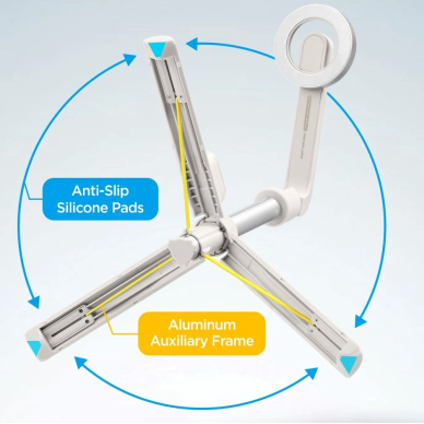 Asmenukių lazda Spigen S571W su MagSafe, Bluetooth ir trikoju – smėlinė 10