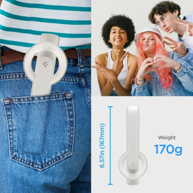 Spigen S571W asmenukių lazda su MagSafe, Bluetooth ir trikoju – smėlinis 8