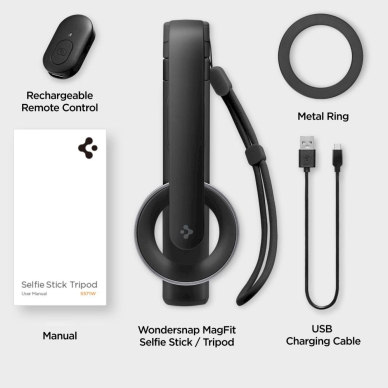 Spigen S571W asmenukių lazda su MagSafe, Bluetooth ir trikoju – juodas 11