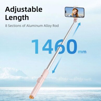 Selfie lazda Tech-Protect L09S su trikoju – rožinė 6 Selfie lazda Tech-Protect L09S su trikoju – rožinė 6