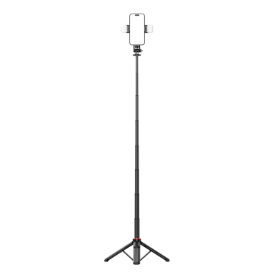 WC12YDS asmenukių trikojis 1.3 m iš aliuminio lydinio su dviguba lempa ir telefono laikikliu – juodas 17