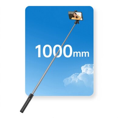 Selfie lazda WHS1Y teleskopinė 1m su telefono laikikliu – juoda 9