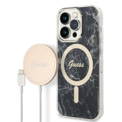 Dėklas Set Guess Marble MagSafe GUBPP14XHMEACSK  iPhone 14 Pro Max Juodas Dėklas Set Guess Marble MagSafe GUBPP14XHMEACSK  iPhone 14 Pro Max Juodas