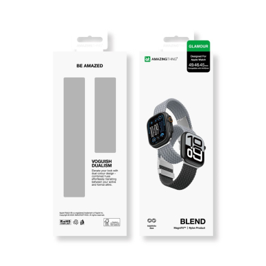 Apple Watch 45/46/49mm AmazingThing Blend Band dirželių rinkinys 2vnt - pilka-juoda/pilka 7