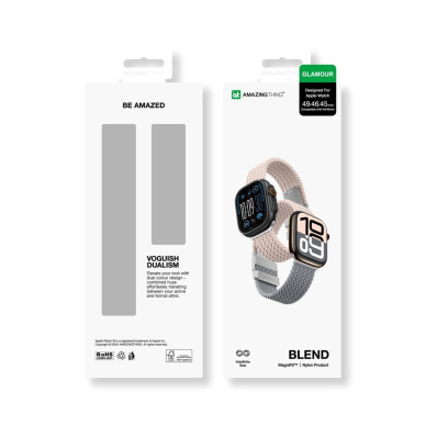Apple Watch 45/46/49mm AmazingThing Blend Band dirželių rinkinys 2vnt - rožinis-pilka/rožinis 9