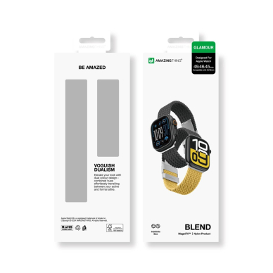 Apple Watch 45/46/49mm AmazingThing Blend Band dirželių rinkinys 2vnt - geltona-juoda/juoda 7
