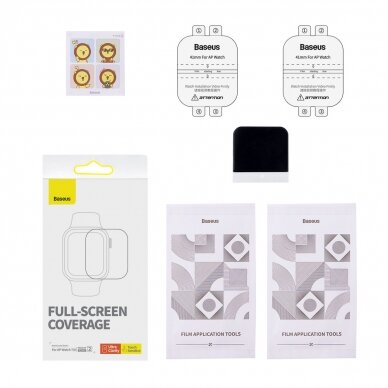 Set of 2x Baseus NanoCrystal protective film for Apple Watch 7/8/9 41mm + mounting kit - Permatomas 6