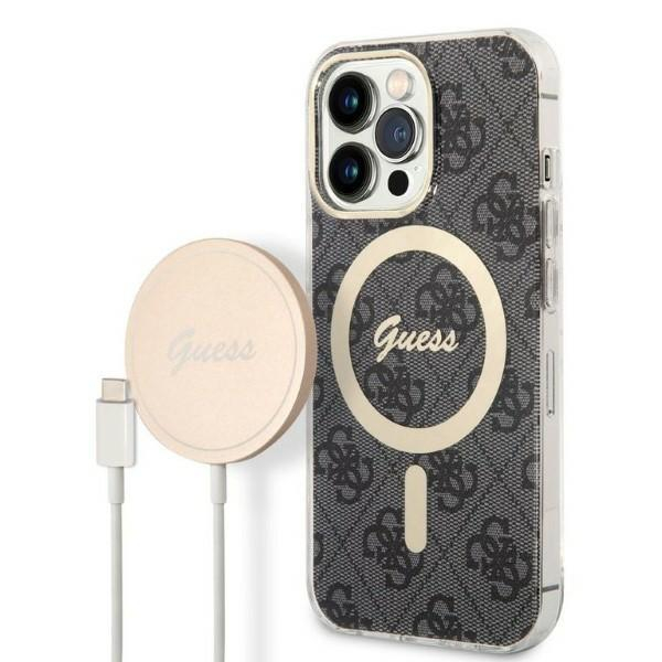 Dėklas su pakrovėju Set Guess 4G Print MagSafe GUBPP13LH4EACSK iPhone 13 Pro Juodas Dėklas su pakrovėju Set Guess 4G Print MagSafe GUBPP13LH4EACSK iPhone 13 Pro Juodas