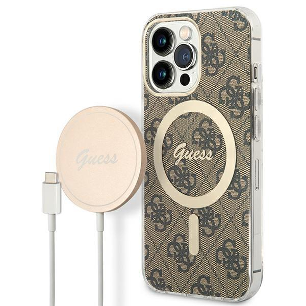 Dėklas su pakrovėju Set Guess 4G Print MagSafe GUBPP13LH4EACSW iPhone 13 Pro Rudas Dėklas su pakrovėju Set Guess 4G Print MagSafe GUBPP13LH4EACSW iPhone 13 Pro Rudas