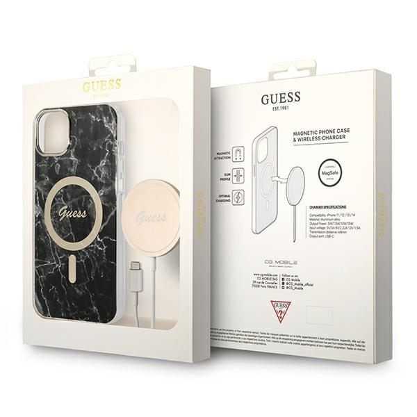 Dėklas su pakrovėju Set Guess Marble MagSafe GUBPP14SHMEACSK iPhone 14 Juodas 9 Dėklas su pakrovėju Set Guess Marble MagSafe GUBPP14SHMEACSK iPhone 14 Juodas 9