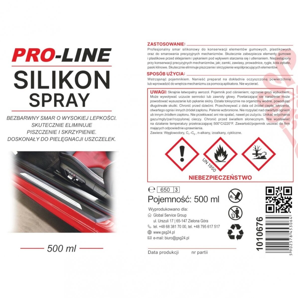 Silicone spray grease seal care PRO-LINE 500ml 2 Silicone spray grease seal care PRO-LINE 500ml 2