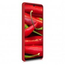 Minkštas Lankstus Dėklas Silicone Case Soft Flexible Rubber Cover Samsung Galaxy A22 4G Raudonas