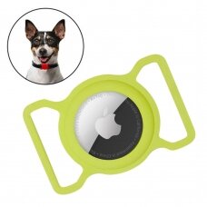Dėklas Silicone flexible cover pet dog cat collar loop case for Apple AirTag žalias