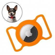 Dėklas Silicone flexible cover pet dog cat collar loop case for Apple AirTag Oranžinis