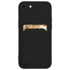 Dėklas su kišenėle kortelėms Card Case iPhone SE 2020 / iPhone 8 / iPhone 7 Juodas