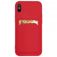 Dėklas su kišenėle kortelėms Card Case iPhone XS Max Raudonas