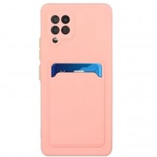 Dėklas su kišenėle kortelėms Card Case Samsung Galaxy A12 Rožinis