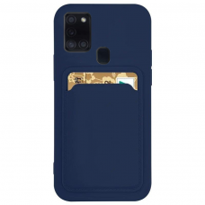 Dėklas su kišenėle kortelėms Card Case Samsung Galaxy A21S tamsiai mėlynas