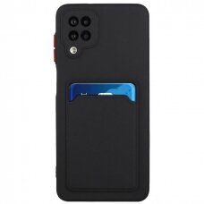 Dėklas su kišenėle kortelėms Card Case Samsung Galaxy A22 4G Juodas