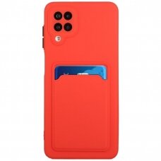 Dėklas su kišenėle kortelėms Card Case Samsung Galaxy A22 4G Raudonas