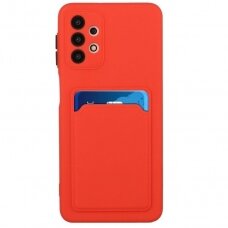 Dėklas su kišenėle kortelėms Card Case Samsung Galaxy A32 5G Raudonas