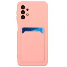 Dėklas su kišenėle kortelėms Card Case Samsung Galaxy A42 5G Rožinis